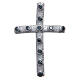 Croix en argent 925 et cristaux noirs 4x2,5 cm s1