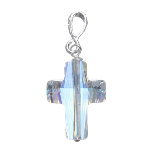 Pendant cross in 800 silver and white strass 2x1.5cm 1