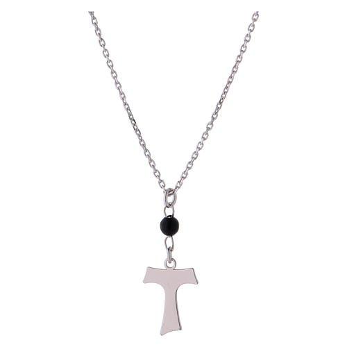 Collana AMEN Tau argento 925 legno Nero 1