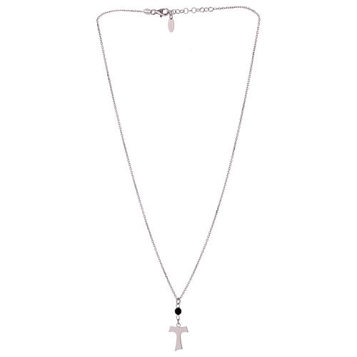 Necklace AMEN Tau silver 925 wood, Black 2