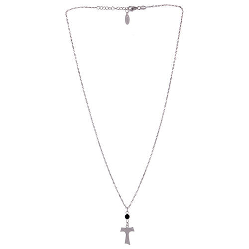 Necklace AMEN Tau silver 925 wood, Black 4