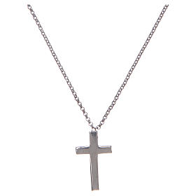 Collana AMEN Croce argento 925 fin. Rodio