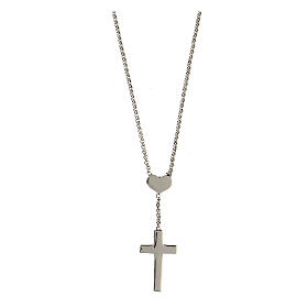 Collana AMEN Cuore e Croce argento 925 fin. Rodio