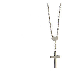Collana AMEN Cuore e Croce argento 925 fin. Rodio