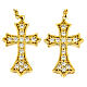Earrings AMEN spiky Cross silver 925 rhinestones, Gold finish s2