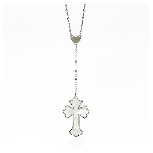AMEN Necklace Heart and Cross silver 925, mother-of-pearl Rhodium finish 1