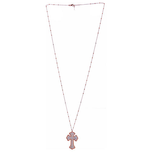 Necklace AMEN Cross silver 925 white mother-of-pearl, Rosè finish 2