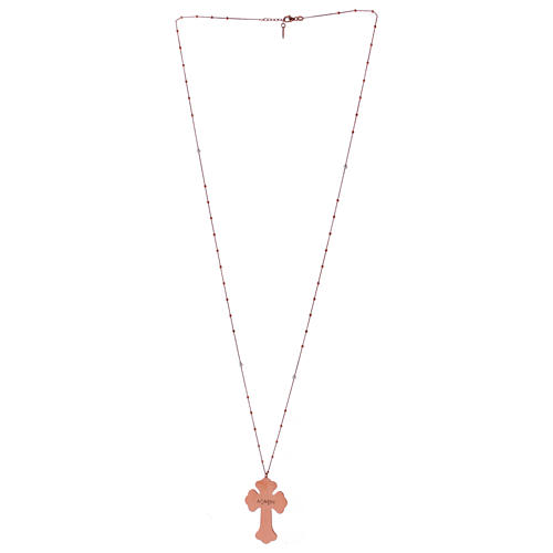 Necklace AMEN Cross silver 925 white mother-of-pearl, Rosè finish 3