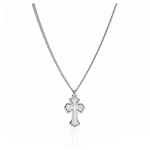 Kette AMEN Silber 925 Perlmuttkreuz rodiniert 1