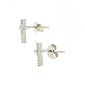 Parure argento 925: orecchini, catena pendente croce e zircone
