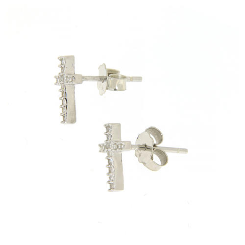 925 sterling silver parure: earrings, pendant chain with cross and zircon 2