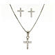 925 sterling silver parure: earrings, pendant chain with cross and zircon s1