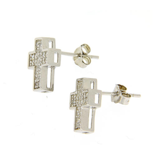 925 sterling silver parure: earrings, pendant chain and cross 2