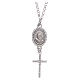 Collier pendente medaglia con croce e Padre Pio bianco argento 925 s1