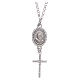 Collar necklace white with cross and Saint Pio medal in 925 sterling silver s1