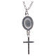 Collar necklace black with cross and Saint Pio medal in 925 sterling silver s2