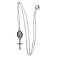 Collar necklace black with cross and Saint Pio medal in 925 sterling silver s3