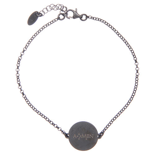 Pulseira Amen em prata 925 brunida Santo Anjo Latim 2