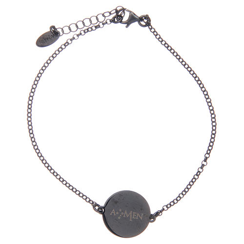 Amen bracelet in burnished 925 sterling silver with Hail Mary prayer in Latin 2
