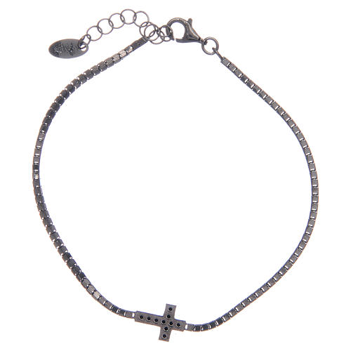 Armband AMEN Silber 925 Kreuz mit schwarzen Zirkonen 2