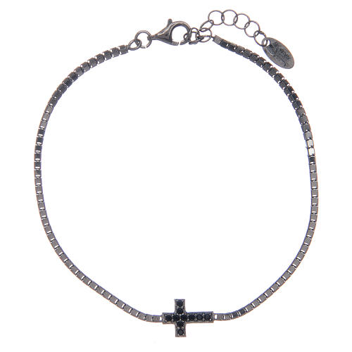 Amen bracelet in 925 sterling silver black with cross 1