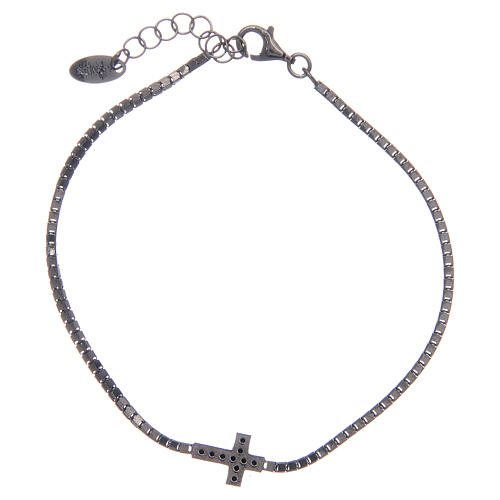 Amen bracelet in 925 sterling silver black with cross 2