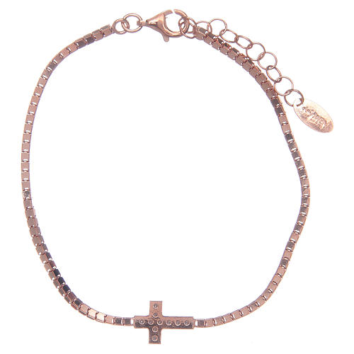 Amen bracelet in 925 sterling silver rosè with cross 2