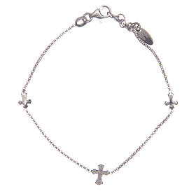 Amen bracelet in silver, cross incrusted with zircons