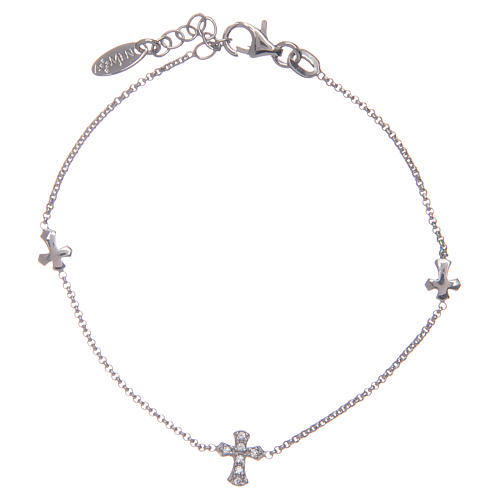 Amen bracelet in silver, cross incrusted with zircons 1