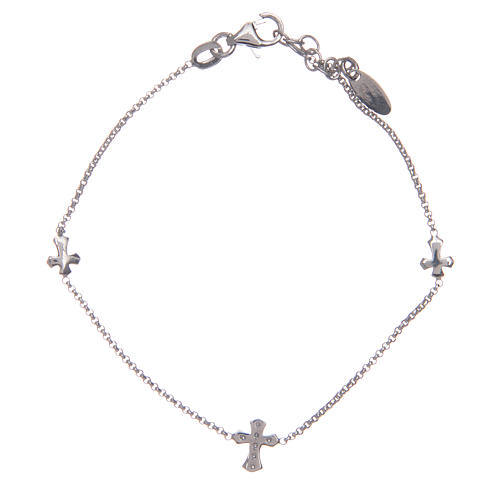 Amen bracelet in silver, cross incrusted with zircons 2