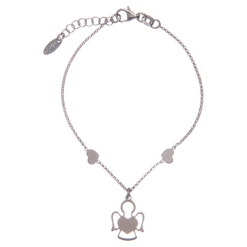 Bracciale Amen in Argento due cuori e angelo 2