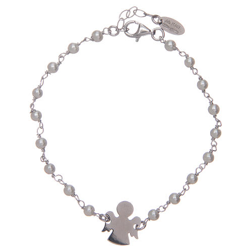 Amen bracelet in silver with beads and angel 2