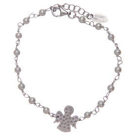 silberner Amen-Armband mit Perlen und Zirkonen