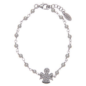 Amen bracelet in silver with strass beads and angel 