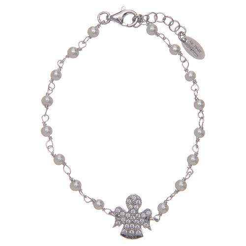 Amen bracelet in silver with strass beads and angel  1