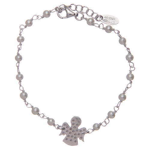 Amen bracelet in silver with strass beads and angel  2