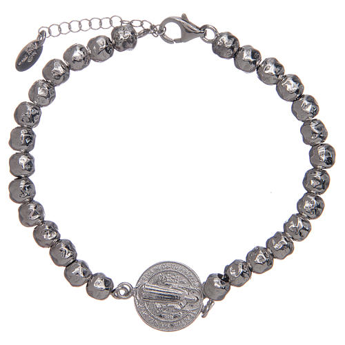 Saint Benedict men's bracelet in silver, AMEN 1