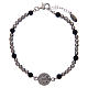 Saint Benedict men's bracelet with silver and lava stone beads s1