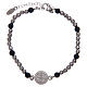 Saint Benedict men's bracelet with silver and lava stone beads s2