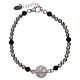 Saint Benedict medal bracelet with silver and lava stone beads s1