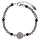 Saint Benedict medal bracelet with silver and lava stone beads s2