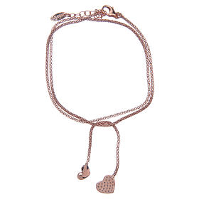 Amen bracelet in 925 sterling silver with rosè hearts