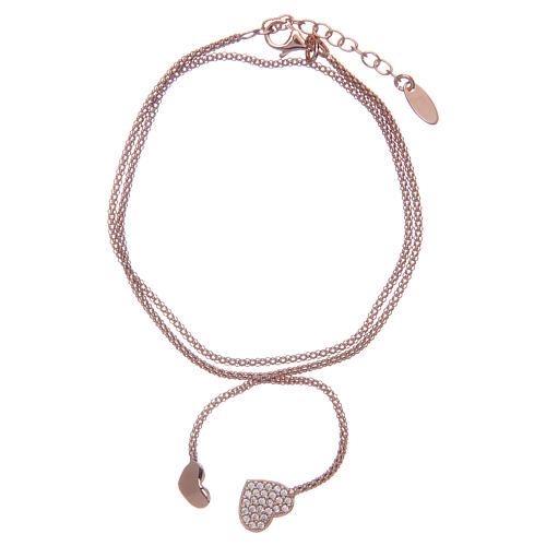 Amen bracelet in 925 sterling silver with rosè hearts 1