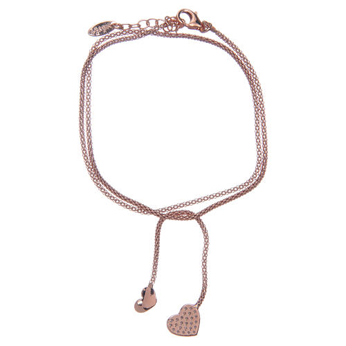 Amen bracelet in 925 sterling silver with rosè hearts 2