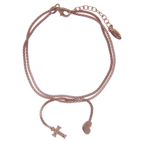 Amen bracelet in 925 sterling silver with a rosè heart pendant 2