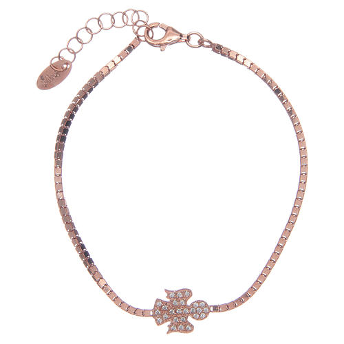 Amen bracelet in 925 sterling silver with a rosè zirconate angel pendant 1