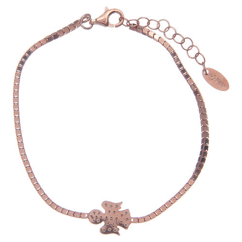 Amen bracelet in 925 sterling silver with a rosè zirconate angel pendant 2