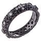 Rosary ring AMEN silver and zircons black s1