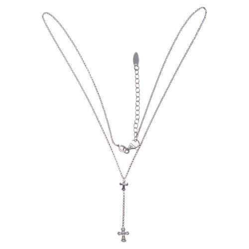 Amen necklace with crosses in 925 sterling silver decorated with white zircons 3