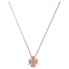 Amen necklace with small angel in 925 sterling silver finished in rosè